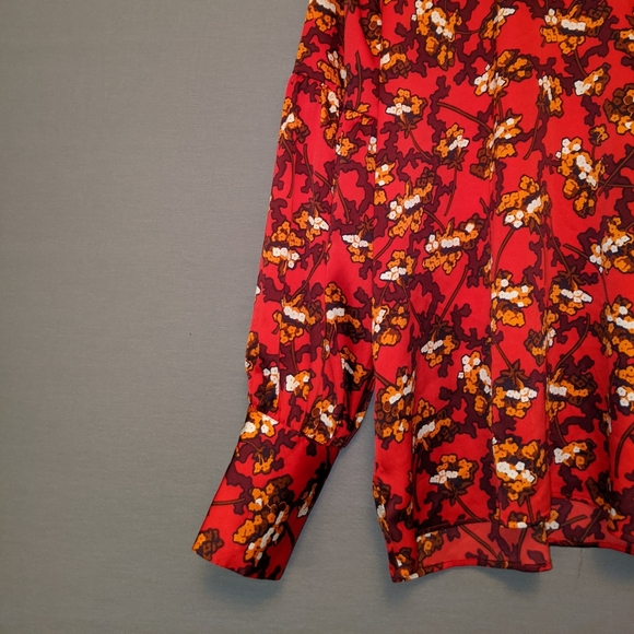 Red Ann Taylor blouse long loose sleeves - Picture 2 of 7